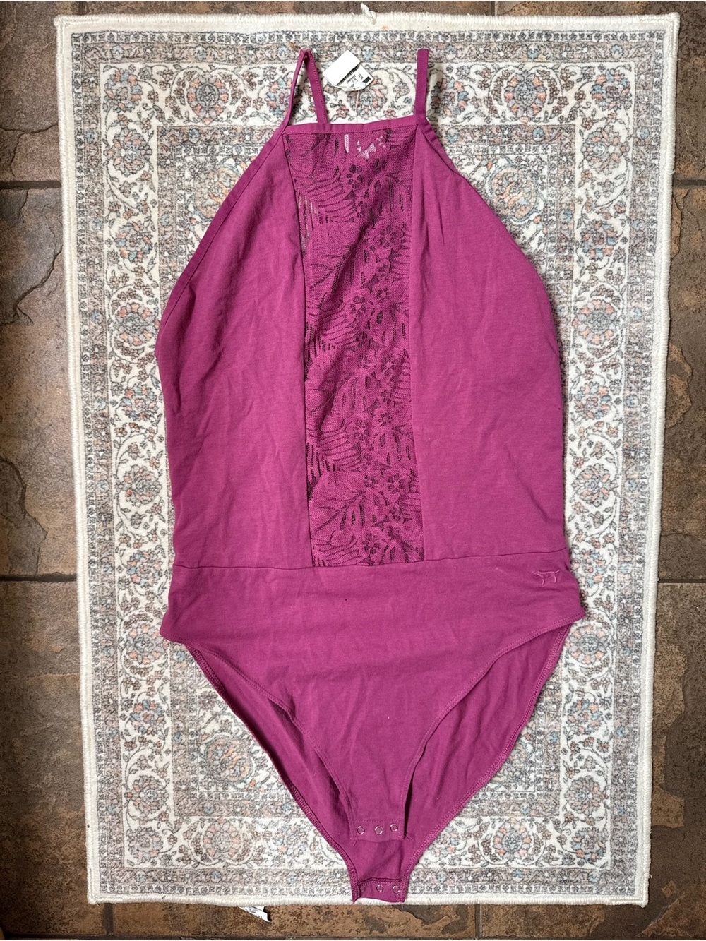 PINK Victoria's Secret Lace-Panel Bodysuit - Magenta